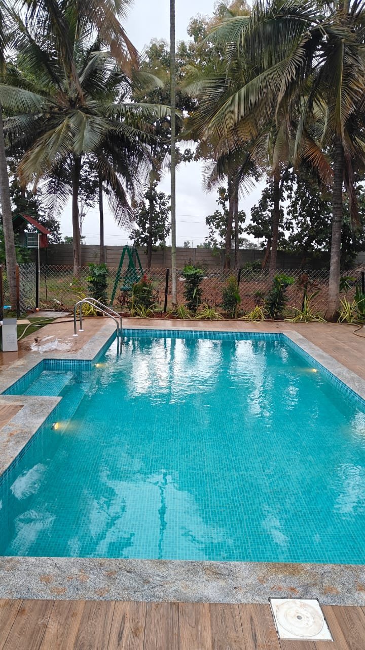 Outdoor swimming pool with landscape