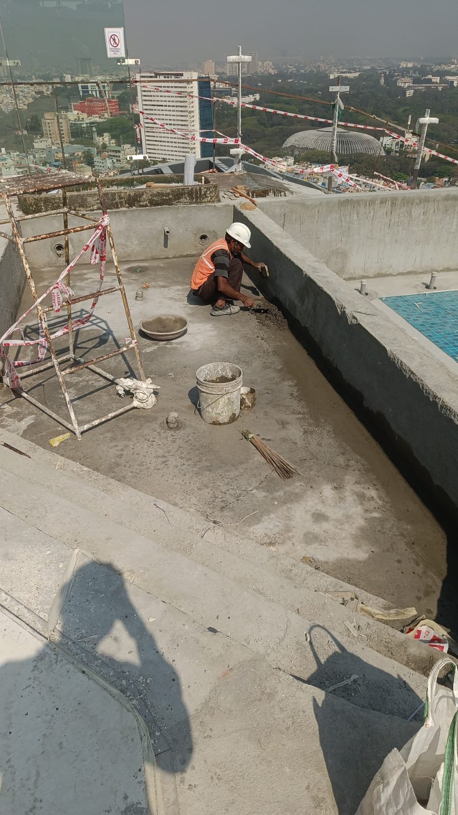 Swimming pool waterproofing and construction work